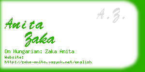 anita zaka business card